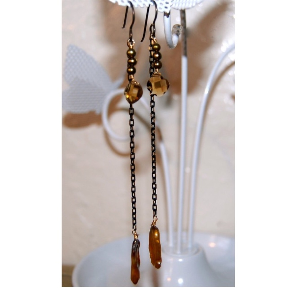 Brown topaz drop earrings